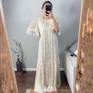 Needle & Thread Champagne Earth Garden Lace Floral Embroidered Gown Size 8